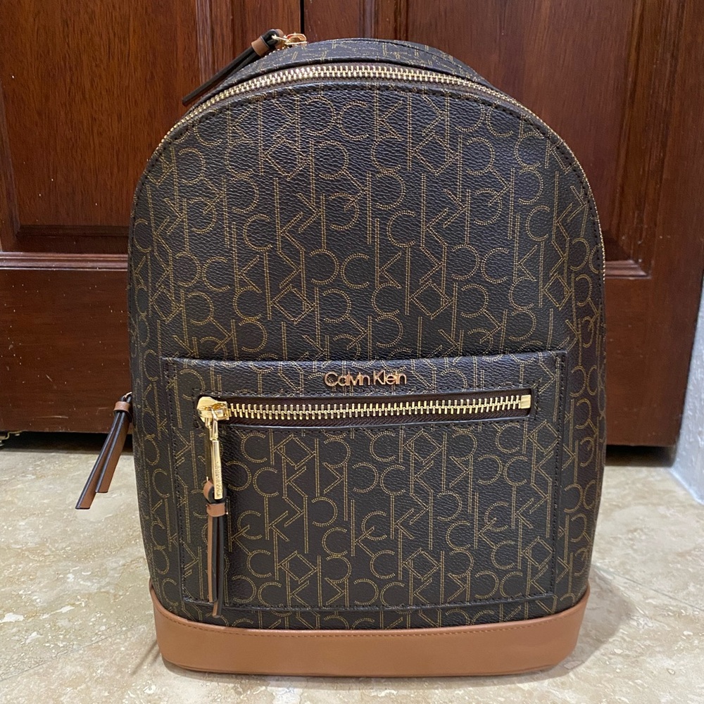 Calvin Klein Backpack Monogram Brown with Signature Style
